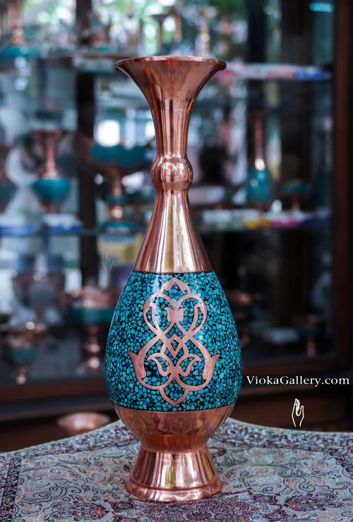 Decorative Copper Plate Hand-Painted with Persian Minakari Enamel  Golabetoon - ShopiPersia