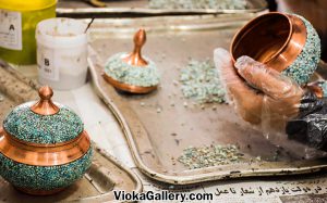 Handmade turquoise inlaying 