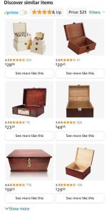 Price of simple wooden boxes on Amazon
