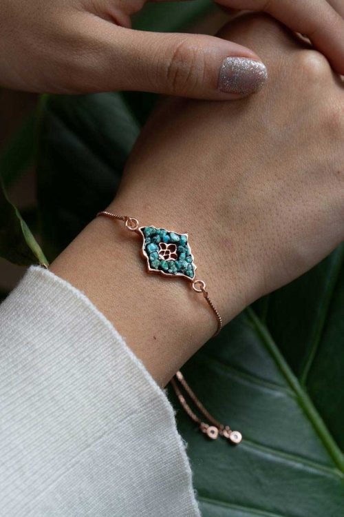 Handmade Turquoise Mosaic Copper Bracelet