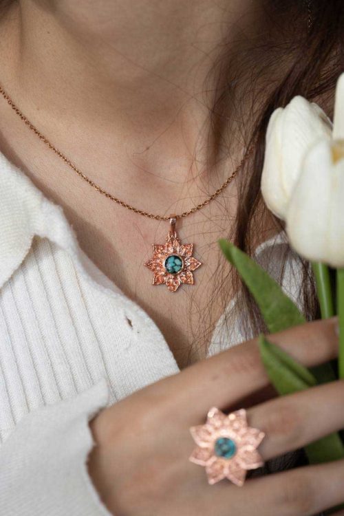 Turquoise Flower Jewelry Set