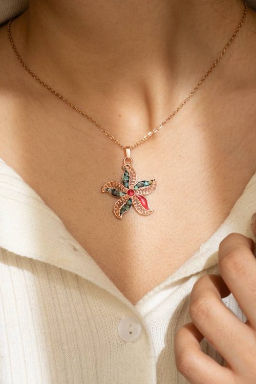Turquoise Copper Flower Necklace