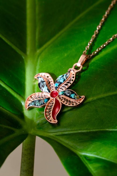 Turquoise Copper Flower Necklace
