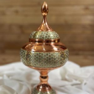 khatamkari on copper candy pot
